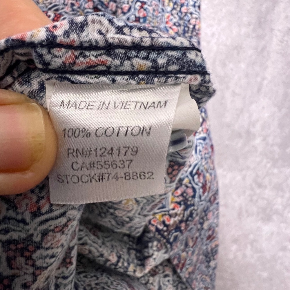 Johnston & Murphy Button Down Mens XXL Navy Blue Excellent Floral Medallion S/S - Picture 3 of 4